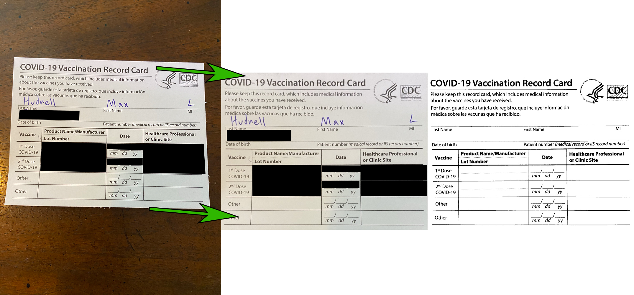 The input scan (left), aligned scan (middle), and template image (right).